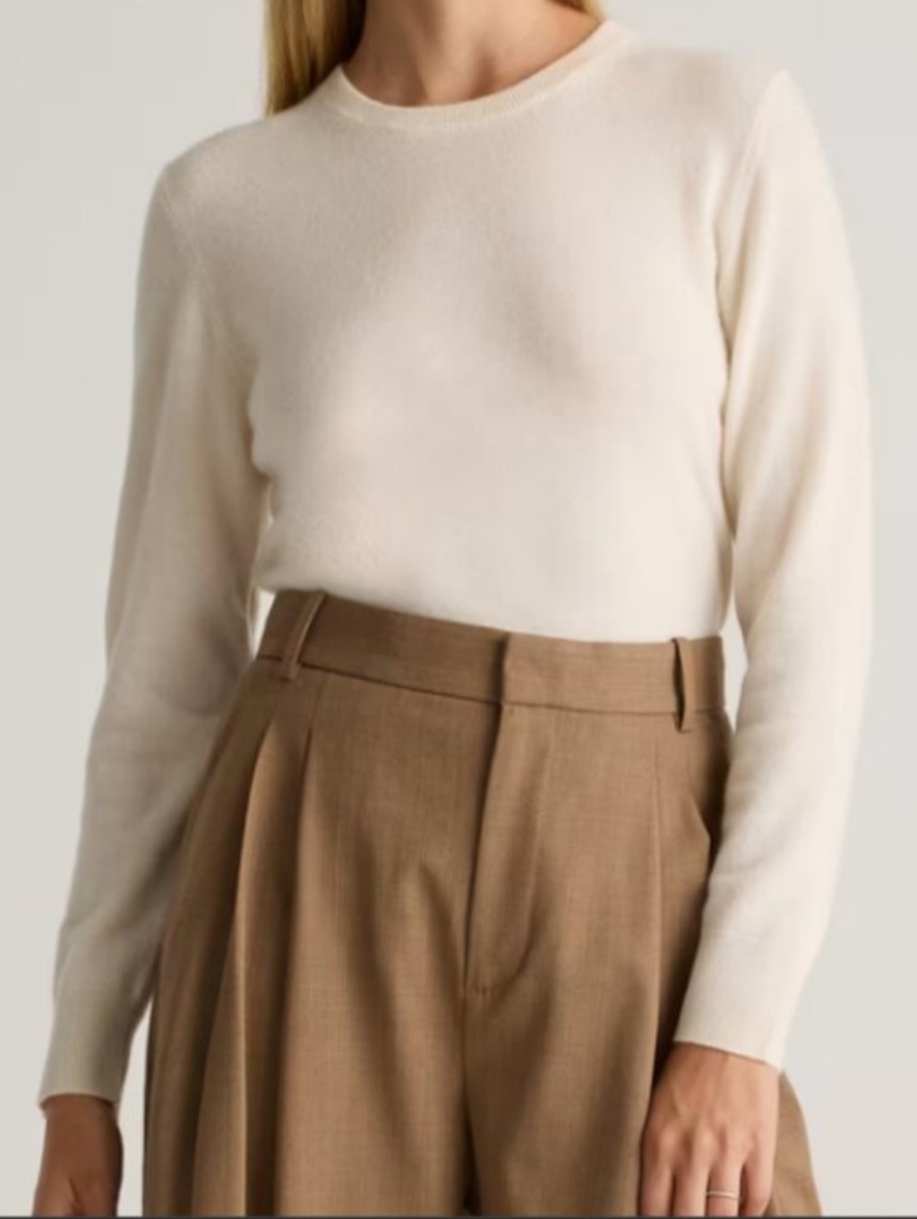 Quince Mongolian Cashmere Crewneck Sweater Ivory Size Small
